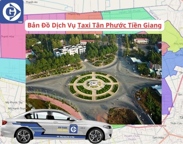 Xe taxi GV Taxi Tân Phước trên đường, minh họa sự tiện lợi khi di chuyển