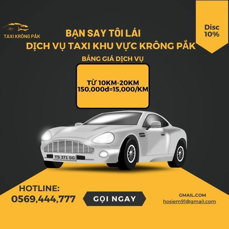 Xe taxi hiện đại phục vụ tại Phước An Krông Pắc Đắk Lắk