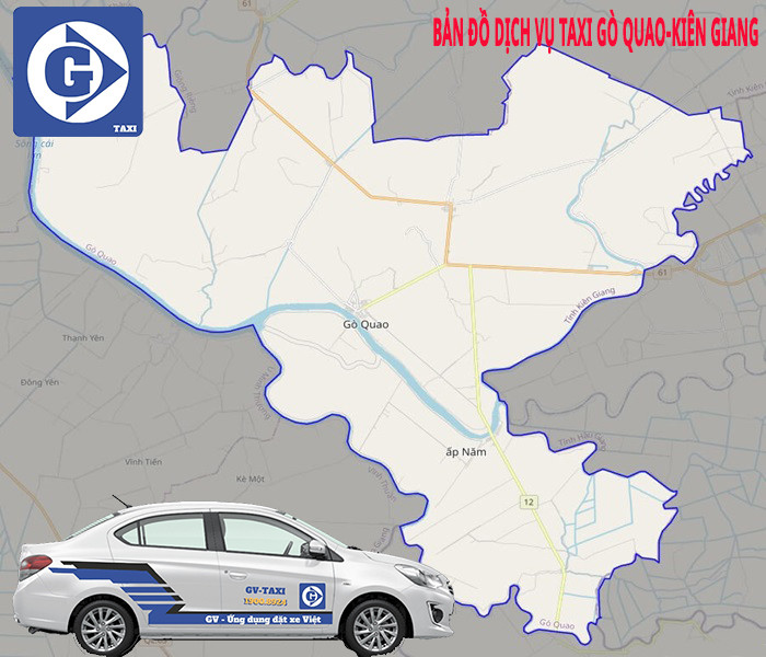 Xe taxi hoạt động tại khu vực Gò Quao tỉnh Kiên Giang, phục vụ nhu cầu di chuyển của người dân và du khách
