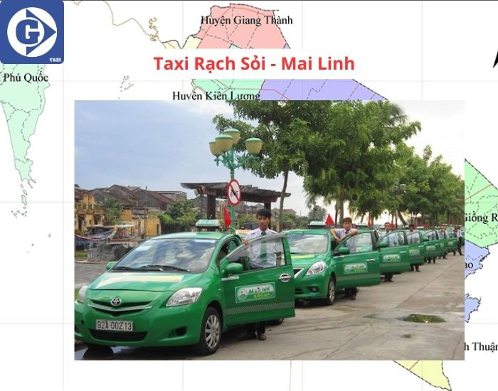 Xe Taxi Mai Linh màu xanh đặc trưng tại Rạch Sỏi Kiên Giang