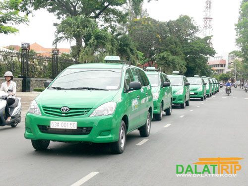 Xe taxi Mai Linh màu xanh lá cây tại Đà Lạt, một trong những lựa chọn bên cạnh taxi Đà Lạt Lado.