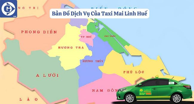 Xe Taxi Mai Linh màu xanh lá đặc trưng tại thành phố Huế