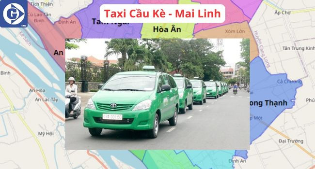 Xe taxi Mai Linh màu xanh lá đậu trên đường ở Cầu Kè Trà Vinh
