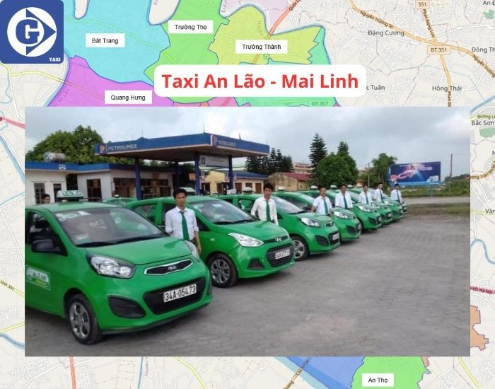 Xe Taxi Mai Linh màu xanh lá quen thuộc tại An Lão