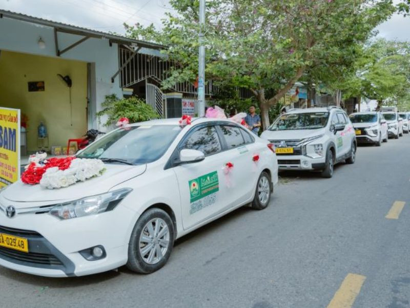 Xe taxi Mai Linh Ninh Thuận màu xanh lá đặc trưng với tài xế chuyên nghiệp.