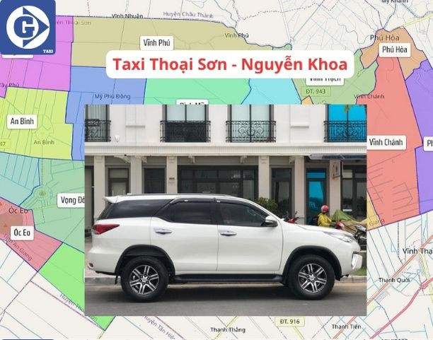 Xe taxi màu cam đặc trưng tại Thoại Sơn