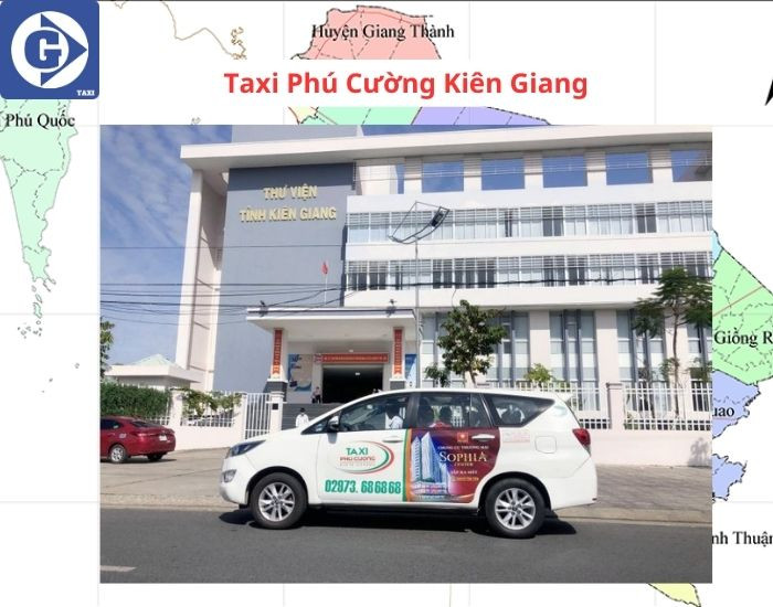 Xe taxi màu xanh lá đặc trưng của Taxi Phú Cường hoạt động tại Kiên Giang
