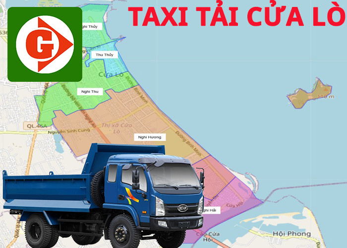Xe **Taxi Tải Cửa Lò** màu trắng đang di chuyển trên đường