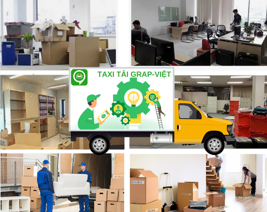 Xe taxi tải đang chở đồ đạc cho dịch vụ vận chuyển hàng hóa