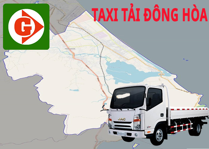 Xe **taxi tải Đông Hòa** trên đường, biểu tượng của dịch vụ vận chuyển hàng hóa hiệu quả.