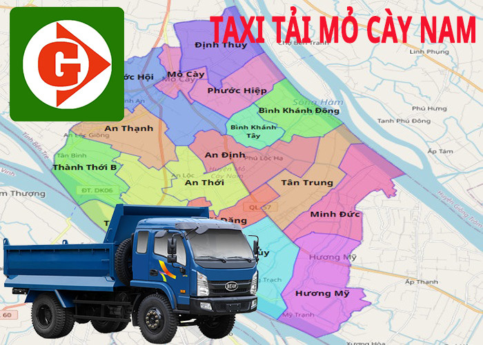 Xe taxi tải nhỏ chạy trên đường nông thôn tại Mỏ Cày Nam