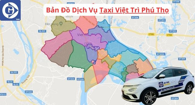 Xe taxi Việt Trì Phú Thọ màu trắng trên đường phố