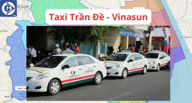 Xe taxi Vinasun đang chờ đón khách tại Trần Đề Sóc Trăng