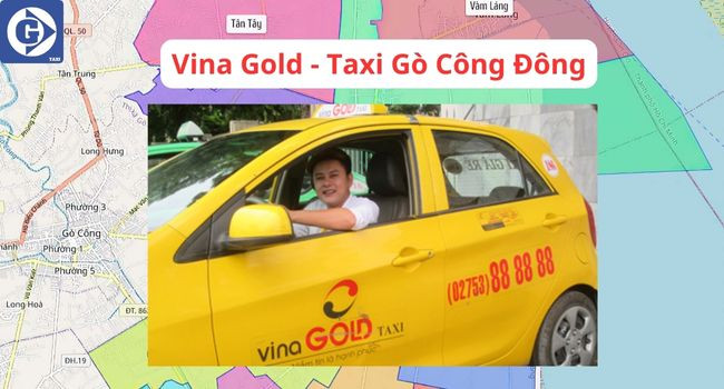 Xe Vina Gold Taxi trên đường phố Gò Công Đông