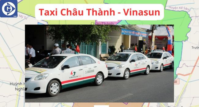 Xe Vinasun Taxi màu trắng ở huyện Châu Thành Sóc Trăng