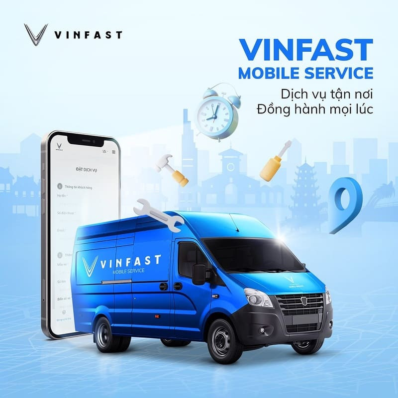 Xe VinFast Mobile Service thực hiện sửa chữa tại địa điểm khách hàng