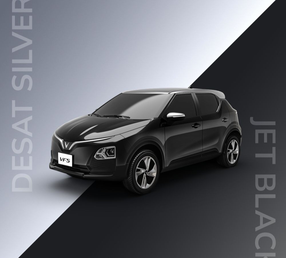 Xe VinFast VF 5 Plus phối màu đen Jet Black và bạc Desat Silver sự kết hợp đầy tinh tế mạnh mẽ hợp mệnh Thủy
